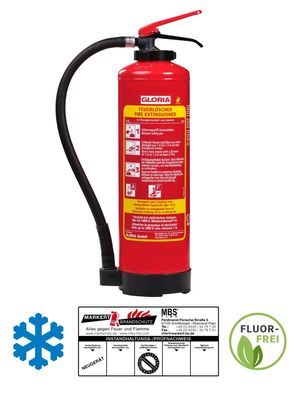Gloria FA6EASY 6l Fettbrand Feuerlöscher Schaum Frostsicher inkl Halterung u. Plakett