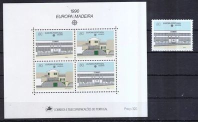 Portugal-Madeira 1990 postfrisch MiNr. 133 + Block 11 Postalische Einrichtungen