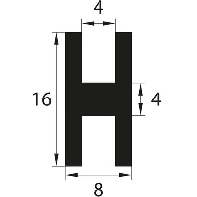 H6 - H-Profil EPDM schwarz Vollgummi H-Profil Dichtung Gummiprofil Dichtungsprofile H