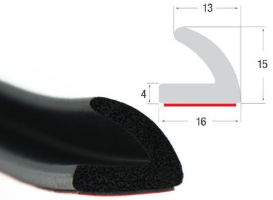 WKP1 Moosgummi EPDM / L - Profil 16x15 mm selbstklebend (als Montagehilfe) L-Winkel G