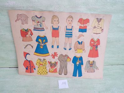 alter Schneidebogen Anziehpuppe Mädchen Junge Din A4 -orginal