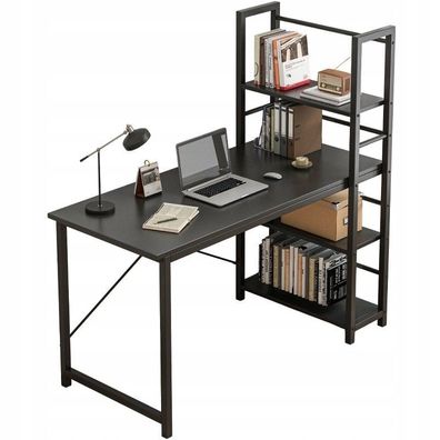 Schwarzer Loft-Computertisch im Industrial-Stil für Schulen mit Regal und Regalböden