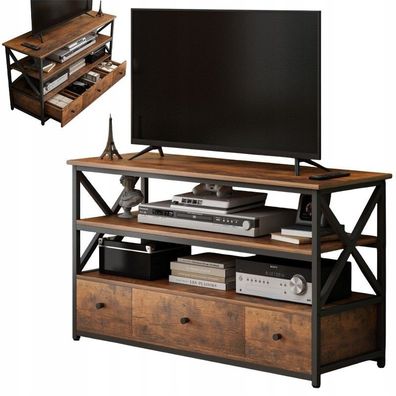 TV-Schrank für Fernseher Loft Kommode für Wohnzimmer mit Regalen und Schubladen 110 c