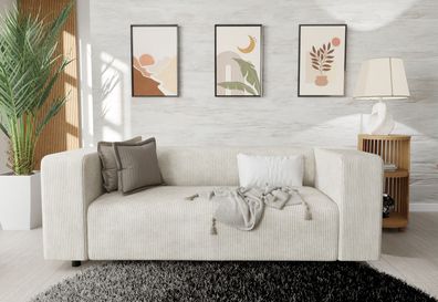 Oskar - Modernes Sofa 2 sitzer aus Cord-Stoff mit bequemem Sitz