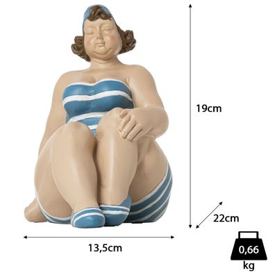 Dekofigur Frau Retro Badeanzug türkis weiß Figur 22 cm Vintage Stil Badedame Polyr