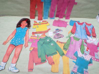 sehr alte Ankleidepuppe Paper Doll Schlafaugen Haare 37,5cm RAR