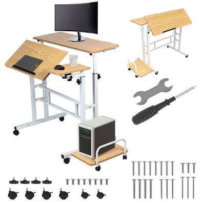 Schreibtisch MC-124 W Maclean Laptoptisch auf Rollen höhenverstellbar
