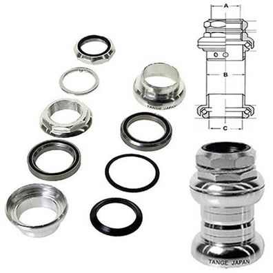 Steuersatz 1" Gewinde Alu, silber cartrige, Ko=26,4, Messingschlager, 390350