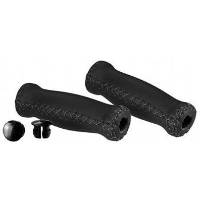 Griffe mit Bar Ends Velo, Paar 138/138 mm, schwarz/grau, Messingschlager, 410461
