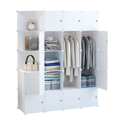Modularer Kleiderschrank mit Kleiderstange, XXL-Schränken, weißen Regale
