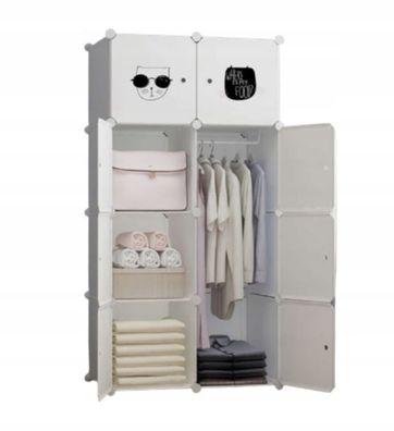 Kleiderschrank, weiß, Regal, Spielzeugstange, geräumig, groß