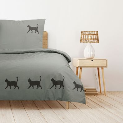 Trautesheim® Bettwäsche-Set Stubentiger Katzen-Bettwäsche in 135x200 und 80x80