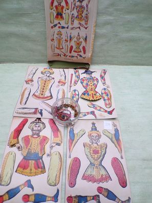 4 Hampelmänner Stanzbogen Klammern Kordel-Set (C) 1979 Holler München Fantocci