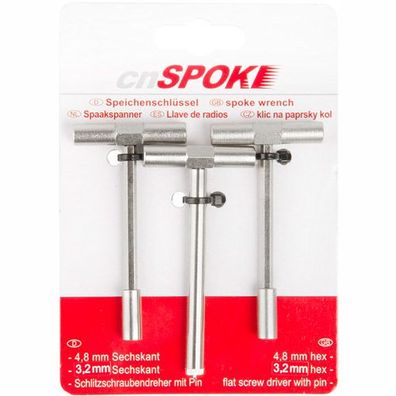 Nippelspanner Set, Steckschlüssel 3,2 + 4,8 + Schlitz, Messingschlager, 880342