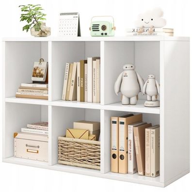 Offenes Regal, Kommode, Würfel 2x3, geräumig, weiß, für Bücher, Büro, modern