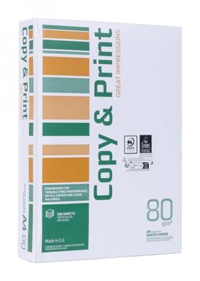 Druckpapier Kopiererpapier Format Din A4 Weiss 80g , 500 Blätter, NEU