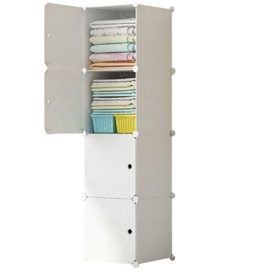 Modularer Kleiderschrank, weiß, geschlossenes Regal, 4 Einlegeböden
