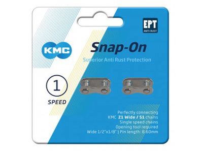 Snap-On Verschlussglied KMC Wide EPT 2 Stück, 1/2" x 1/8", 8,6mm, silber