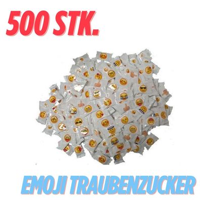 Traubenzucker mit Smylies, Emoji einzeln verpackt, 500 Stück im Beutel | Süßware