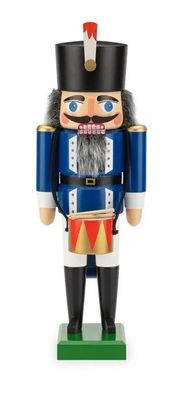 Richard Glaesser Nussknacker Trommler blau aus Seiffen im Erzgebirge