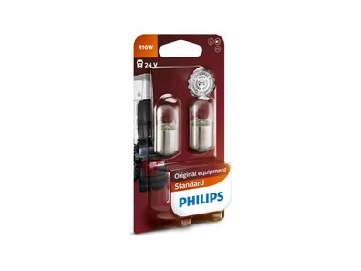 Kugellampe, 24 V, 10 W, BA15S, R10W Philips "Master Duty", 2er Blister