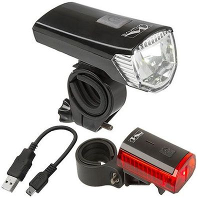 Batterie-Lampenset Atlas K 11, M-Wave, schwarz, mit K , Messingschlager, 221090