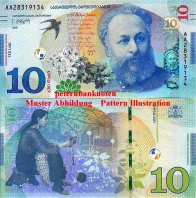 Georgien / Georgia 10 Lari 2019 Unc. P 77 6695#