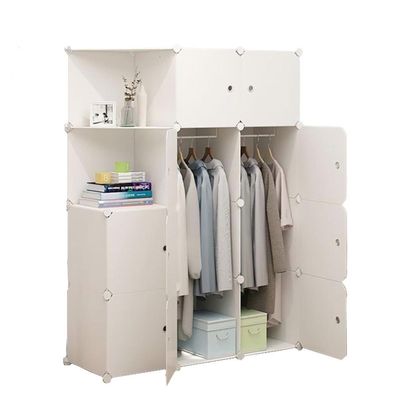 Modularer Kleiderschrank für Kleidung, weiß, Regale, Kleiderstange, geräumig, groß, X