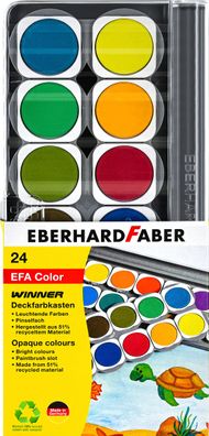 Eberhard Faber 578324 - Winner Deckfarbkasten mit herausnehmbaren Näpfchen, 24er Vers