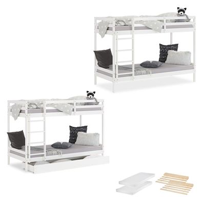 Etagenbett mit/ohne Matratzen oder Bettkasten Doppelstockbett Set 90x200 cm Hochbe