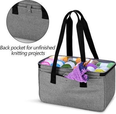 YARWO Strickgarntasche, Häkeltasche mit Tasche für WIP-Projekte, Stricknadeln (b