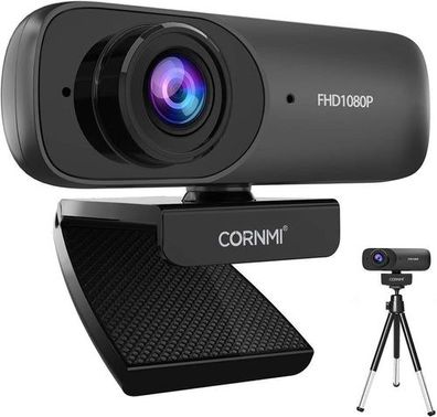 CORNMI Webcam 1080P Full HD mit Stereo-Mikrofon, Streaming Webkamera für Videoch