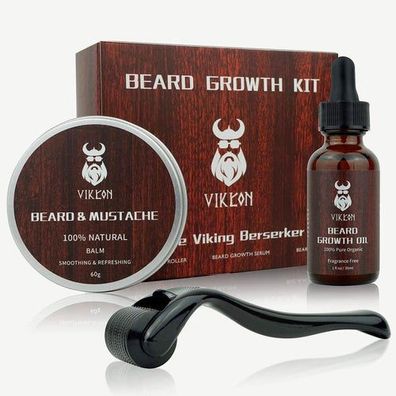 Beard Growth Kit, Vikicon Bartpflege Set, Bartwachstum Kit Für Männer, Bart Derm