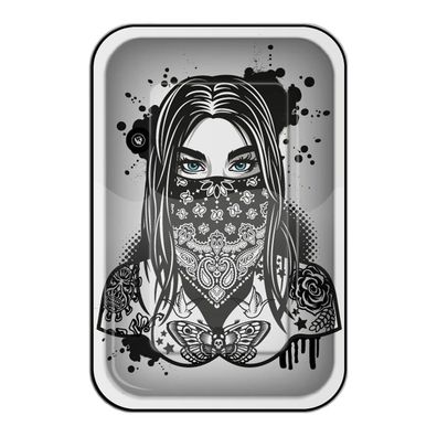 FIRE-FLOW Drehunterlage Small - Tattoo Girl 1/4 - Rolling Tray/Stopfunterlage