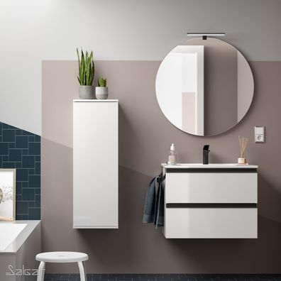 Salgar Schrank wandhängend SPIRIT 700 2 Metallauszug mit Softeinzug WEIß Glänzend 69