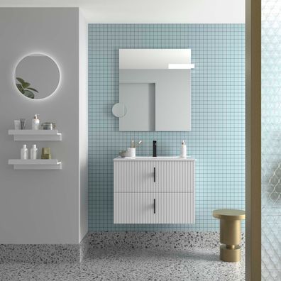 Salgar Badezimmermöbel BIBA 700 2 Metallschubladen mit Soft-Close WHITE COTTON 698 x