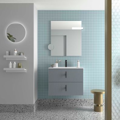 Salgar Badezimmermöbel BIBA 700 2 Metallschubladen mit Soft-Close BLUE FOG 698 x 540