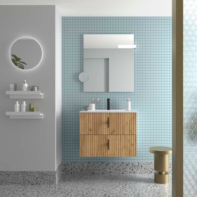 Salgar Badezimmermöbel BIBA 700 2 Metallschubladen mit Soft-Close Afrikanische EICHE