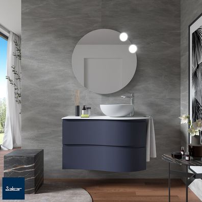 Salgar Schrank wandhängend MAM 900 NIGHT BLUE links 2 Metallauszug mit Softeinzug 897