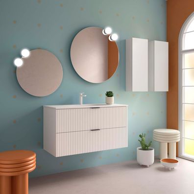 Salgar Badezimmermöbel BIBA 1000 2 Metallschubladen mit Soft-Close WHITE COTTON 989 x