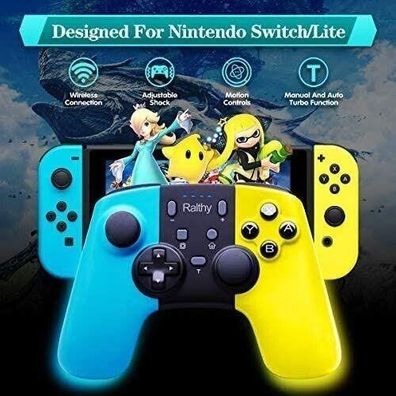 Ralthy - Kabelloser Controller für Nintendo Switch (Gelb und Blau)
