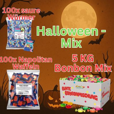 Halloween Mix 5kg Bonbons + 100x Gummibären + 100x Waffeln Süßigkeiten Süßware