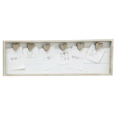 Memohalter AMY grau beige weiß aus Holz Memoboard mit Klammern - GRAUE HERZEN