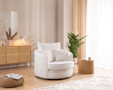 Ted - Drehsessel Love Seat XXL 360 Grad drehbar aus Boucle-Stoff