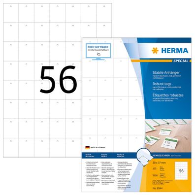 Herma Anhänger stabil mit Lochstanzung mikroperforiert 30 x 37 mm 5600 Stück LaserInk