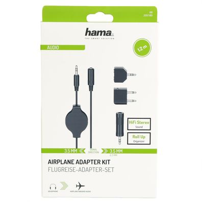 Hama Flugzeug-Adapter Set 3,5mm 6,3mmm Klinke Audio Anschluss Stecker Kopfhörer