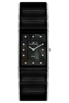 Jacques Lemans Damenuhr Dublin Keramik Schwarz 1-1940F