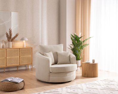 Ted - Drehsessel Love Seat XXL 360 Grad drehbar aus Cord-Stoff