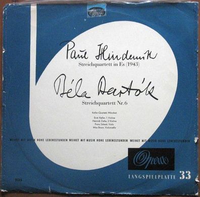 Opera 1135 - Paul Hindemith, Béla Bartók, Das Keller Quartett - Streichquartet