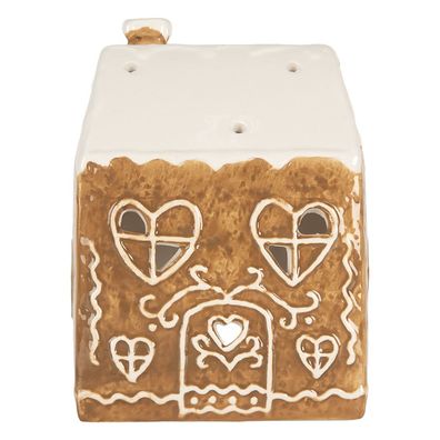 Clayre & Eef Teelichthalter Haus 12x7x16 cm Braun Keramik (Gr. 12x7x16 cm)